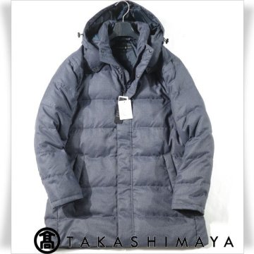 新品1円～★高島屋 Takashimaya メンズ ウールライク フード付ダウンコート 3L ダウン90％ 防寒コート 軽量 ネイビー 百貨店コート◆8258◆