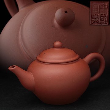 FD461 中国宜興 唐物 朱泥 後手 急須 長幅13.5cm・紫砂壺・茶壺・茶壷 茶具 茶器 煎茶道具 中国古陶磁 古美術