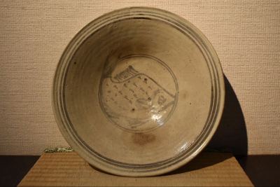 【GE】Z767【コレクター所蔵品】時代 安南魚図大鉢/東南アジア 中国 染付 骨董品 時代品 美術品 古美術品 ow