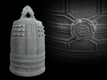 【雲】某有名寺院買取品 時代 銅鐘 吊り鐘 釣鐘 半鐘 重量19.7㎏(梵鐘だんじり仏教)J1982 JTokn