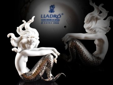 【雲】某名家収蔵品 LLADRO リヤドロ 人魚 マーメイド イリュージョン 陶器人形 置物 古美術品(西洋陶磁 フィギュリン)Y7349 UTUbvc
