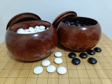 ☆彡美品◇日向特製 本蛤碁石 『３６』号 ★花梨超特大碁笥セット 