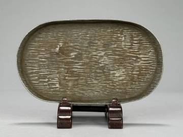 UN3-95A　煎茶道具　古錫製　茶器　茶盤　水盤　茶托　茶承　時代茶器　唐物　古物保証　