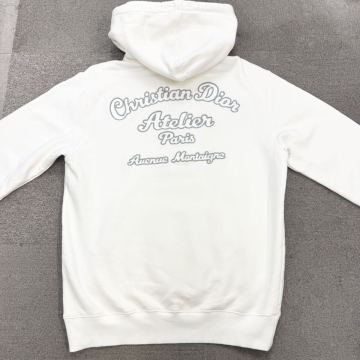 25『極美品・名作』 DIOR ディオール メンズ クリス期 ATELIER アトリエ ビッグロゴ 刺繍 パーカー スウェット フーディ Mサイズ ホワイト