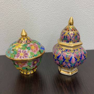 ●○#10036【伝統工芸品】タイ ベンジャロン焼き 小物入れ 送料別○●