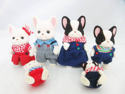 G8886【シルバニアファミリー】フレンチブルドッグファミリー etc★キャラクタードール 人形 ドールハウス★良品★