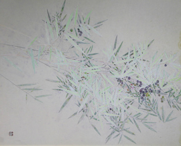 ■竹内浩一■ 【オリーブ】 日本画 15号 印章 共シール有り 真作保証有り