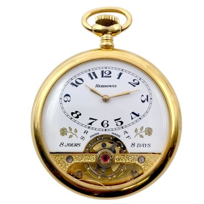 稼働 1円スタート！ HEBDOMAS ヘブドマス 時計 懐中時計 8JOURS 8DAYS 8日巻き ゴールド 手巻き 中古品 コンパクトサイズ 蘇や(BBY1939)