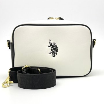 U.S. POLO ASSN. ショルダーバッグ ホワイト×ブラック ユーエスポロアッスン