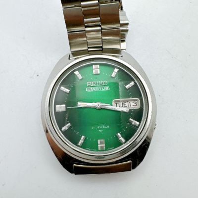 A112-24 １円スタート 稼働品 機械式 SEIKO セイコー５アクタス SS メンズ腕時計 レア 希少品 ビンテージ 緑文字盤 7019-7350