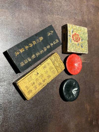 ■古墨四点　古梅園　大清　程丹木監造　中国■時代書道具　文房具