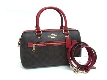 1円■美品■ COACH コーチ 83607 シグネチャー PVC×レザー クロスボディ ハンドバッグ トート ショルダー 斜め掛け ブラウン系 BQ1820