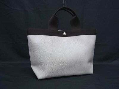 1円 ■極美品■ Herve Chapelier エルベシャプリエ GPライン 舟形トート PVC×キャンバス ハンドバッグ トート グレー系 FU5798