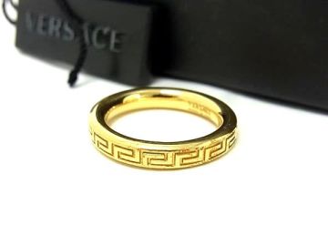 1円 ■美品■ VERSACE ヴェルサーチ グレカ リング 指輪 アクセサリー 約11号 メンズ レディース ゴールド系 BN5836