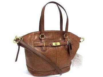 1円 ■美品■ COACH コーチ 17847 レザー ターンロック 2WAY ハンドバッグ トートバッグ ショルダーバッグ レディース ブラウン系 BQ1751