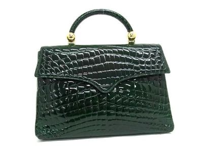 1円■極上■本物 ■美品■ Zagliani ザリアーニ クロコダイル ワンハンドル ハンドバッグ レディース グリーン系 BQ2569