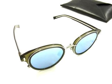 1円 ■極美品■ ChristianDior クリスチャンディオール ミラーレンズ サングラス メガネ 眼鏡 ブラック系×クリアカーキ系 FU4232