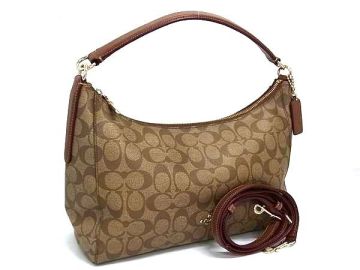 1円 ■新品同様■ COACH コーチ F34899 シグネチャー PVC 2WAY ショルダーバッグ ハンドバッグ レディース ブラウン系 GB2413