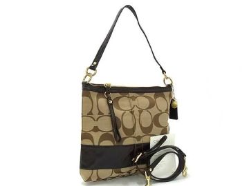 1円 ■美品■ COACH コーチ 12825 シグネチャー キャンバス×レザー クロスボディ 2WAY ショルダーバッグ 肩掛け ブラウン系 BQ2116