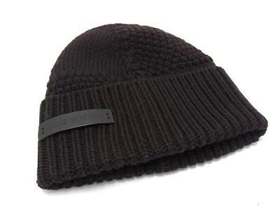 1円 ■極美品■ LOUIS VUITTON ルイヴィトン ビーニーLV ウール100％ ニット帽 ニットキャップ 帽子 レディース ダークブラウン系 FU3388