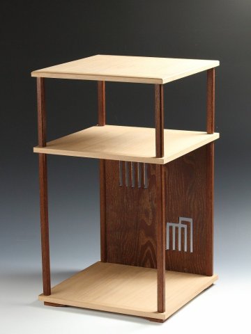 お買い得茶道具◆◇指物師 裕也｜Yuya(京都, 昭和-1940年代頃) 圓能斎好 源氏棚 源氏香透 本桑桐杢造 共箱◇◆抹茶 O-matcha, dy15798-j