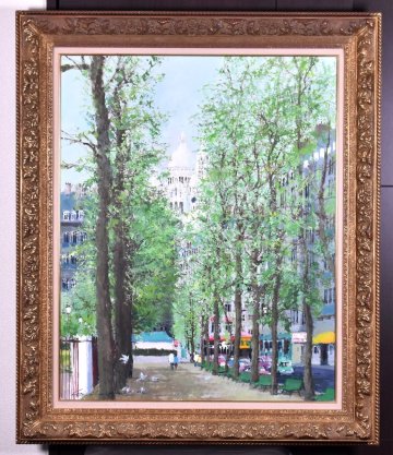 真作保証 / 小田切訓 / モンマルトルの並木 / 油彩30号 / 小田切グリーンでモンマルトルを描いた傑作・大作 / 抜群の雰囲気・構図・色合い