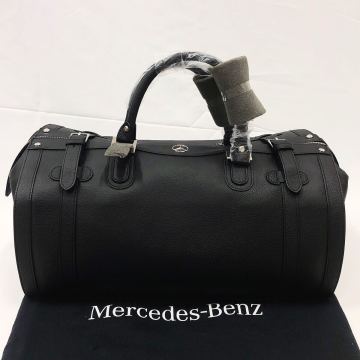 ★3-1020 未使用　メルセデスベンツ ゴールドファイル コラボ ボストンバッグ レザー ブラック系　横44cm 縦21cm マチ28cm