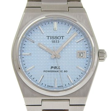 ■ 1円 ～ 正規 中古 美品 参定11.2万■ ティソ TISSOT ■ PRX パワーマティック 80 35mm ■箱保 アイスブルー 機械式 T137 ユニセックス