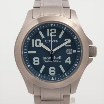 ■ 1円 ～ 正規 中古品 参定4.4万■ シチズン CITIZEN ■ プロマスター LAND モンベル コラボ BN0121-51L ■箱保 ソーラー 電波 チタン 青