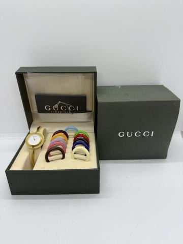 JP3228＊時計 腕時計 GUCCI グッチ チェンジベゼル クォーツ バングルウォッチ ベゼル全アリ 1948070 箱付き 動作品＊