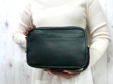 極美品 LOUIS VUITTON ルイヴィトン タイガ カルガ リストレット エピセア セカンドバッグ バッグ M30814 レザー 緑 メンズ 91734