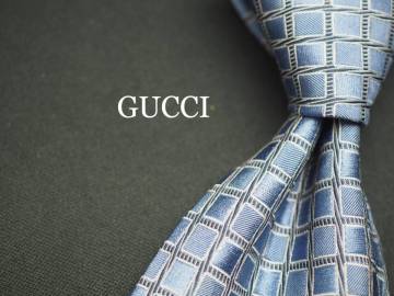 【GUCCI グッチ】 F2749 水色シルバー系 SILK ブランド ネクタイ 古着 良品 転売 仕入