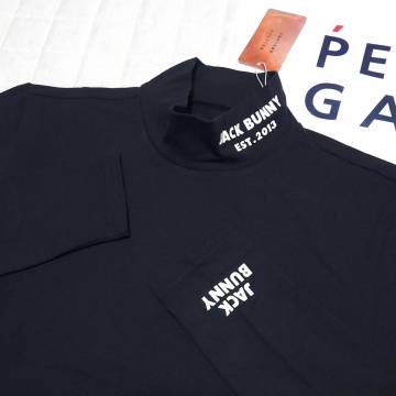 正規品　新品　PEARLY GATES　パーリーゲイツ　ジャックバニー　起毛ストレッチ ハイネックカットソー　遠赤外線蓄熱　ブラック　size4(M)