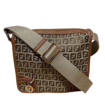 １円スタート 美品 FENDI フェンディ ズッキーノ ズッカ柄 ショルダーバッグ キャンバスレザー ブランドバッグ 