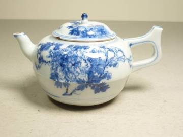 清風 与平 造 青華 草花文 急須 真物保証 蓋に古い直し在　３代、４代　追加写真有　共布有