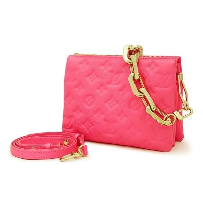 ルイヴィトン(Louis Vuitton) クッサンBB RFID 2WAYショルダーバッグ 蛍光ピンク エンボス モノグラム レザー ゴールド金具 ハンドバッグ
