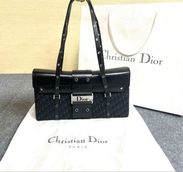 極美品 Christian Dior クリスチャンディオール トロッター ストリートシック レザー ハンド トート パーティーバッグ ショルダー ブラック