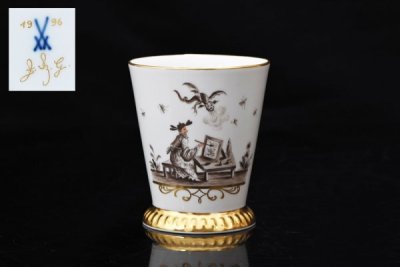 超希少 Meissen マイセン ヘロルト 生誕300年 シノワズリー 友好盃 ビーカー 限定品