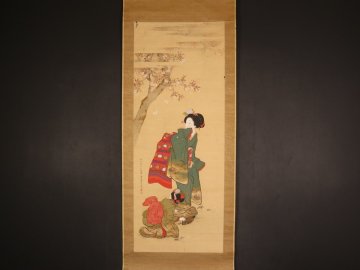 【模写】【伝来】am4885〈堀西米中〉桜美人図 三重の人