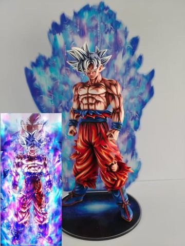 ドラゴンボール 孫悟空 Grandista 身勝手の極意 二次元塗装 リペイント フィギュア グランディスタ ゲーム色 背景板付き