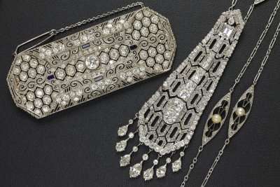 おたからや◆Pt950,Pt900相当ジュエリー 2点《約56.8g》ダイヤモンドネックレス,ブローチ ※ダイヤテスター真贋済【B-YA02630】