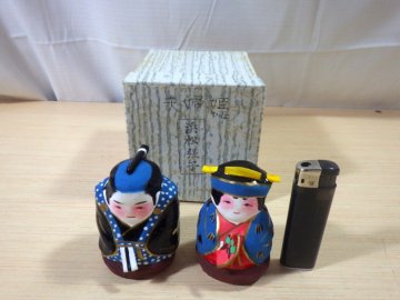 ■175：郷土玩具　浜松張子　夫婦福助　二橋加代　箱付■