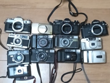 ★動作未確認★PENTAX CANON MINOLTA NIKON KONICA 13個 まとめ売り レンジファインダー 一眼レフ コンパクトフィルムカメラ #M118