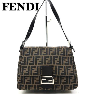 美品 FENDI フェンディ ズッカ柄 マンマバケット ショルダーバッグ ハンドバッグ FFロゴ 茶/ブラウン ワンショルダー 正規品 保証 最落無