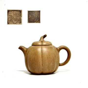 旧家蔵出 唐物 白泥［在銘］煎茶道具 急須 紫砂朱泥 時代物 サイズ幅約12.3cm高さ約9cm