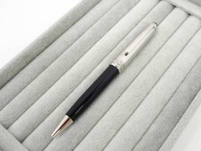 1349 文具祭 MONTBLANC モンブラン MEISTER STUCK マイスターシュテュック ボールペン 黒×シルバー 青インク 筆記確認OK 中古品 美品
