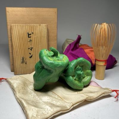 高村光太郎作　『ピーマン』貮コ◆ 木彫　共箱◆作者刻印あり◆委託品S216◆