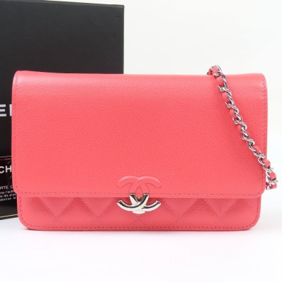 203578★1円スタート★CHANEL シャネル 新品同様美品 マトラッセ ココ チェーンウォレット チェーンショルダーバッグ 財布 キャビアスキン