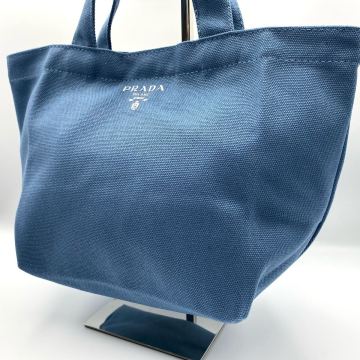 1円 新品未使用 プラダ PRADA トートバッグ セカンドバッグ ポーチ ハンドバッグ レディース メンズ キャンバス ビジネス ブルー 青 ロゴ