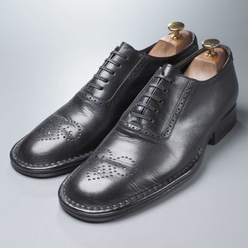 MI2880//イタリア製*ジャンニヴェルサーチ/GIANNI VERSACE*メンズ8/ラインストーン装飾/メダリオンプレーントゥ/レザーシューズ/革靴/黒